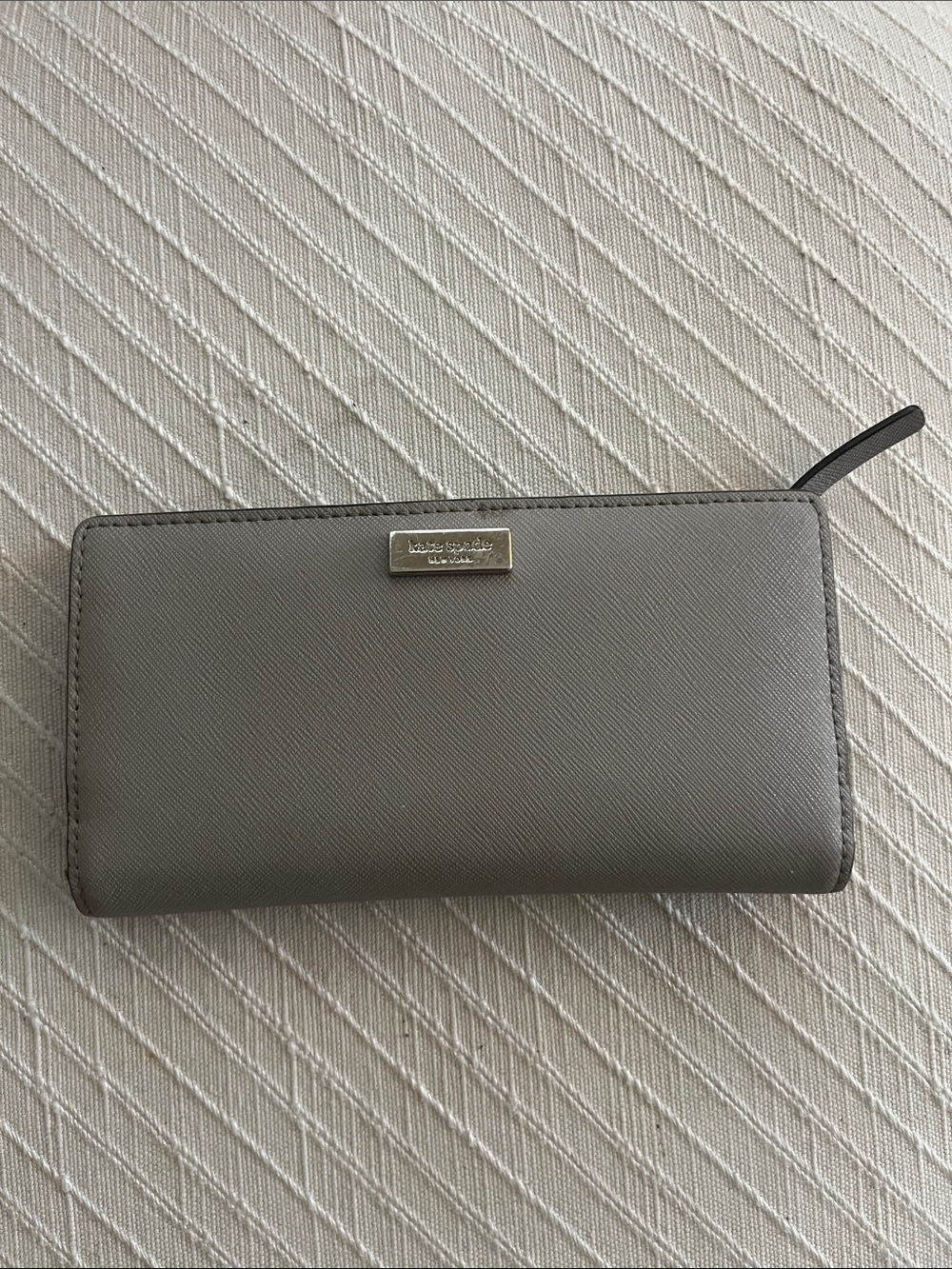 kate spade gray Wallet with Silver Plaque